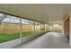 Enclosed patio with concrete floor, screen, and backyard view, perfect for outdoor relaxation at 11626 Pure Pebble Dr, Riverview, FL 33569