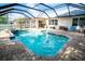 Inviting screened-in pool and spa with brick pavers and ample space for entertaining and enjoying the backyard at 1510 Rushgrove Cir, Dover, FL 33527