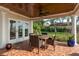 Covered patio with tile flooring, ceiling fan, and waterfront view at 1748 Sunset Dr, Clearwater, FL 33755