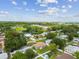 Beautiful aerial view of a quaint neighborhood with lush trees and a tranquil pond at 2401 Havana Dr, Clearwater, FL 33764