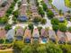 Aerial view of the property highlighting its location in a desirable neighborhood near a scenic lake at 3434 Tarbolton Way, Land O Lakes, FL 34638