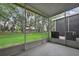 Screened-in porch offering serene backyard views, providing a relaxing and private outdoor living space at 4921 Barnstead Dr, Riverview, FL 33578