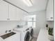 The laundry room features modern appliances, quartz countertops and ample cabinet space at 504 69Th St, Holmes Beach, FL 34217