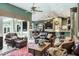 Open living area featuring comfortable seating, views of outdoor space, and bar area at 5269 Karlsburg Pl, Palm Harbor, FL 34685