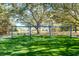 A sturdy swing set offers a classic and enjoyable outdoor activity for all ages in a lush, green setting at 5269 Karlsburg Pl, Palm Harbor, FL 34685