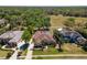 Aerial view of large homes each with private screened-in pools and well-manicured lawns in a desirable community at 5807 Thoreau Pl, Lithia, FL 33547