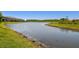 Serene community pond surrounded by lush greenery at 8953 Gallantree Pl, Land O Lakes, FL 34637