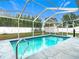A serene pool area enclosed in a screen, surrounded by a well-maintained yard at 12083 Rockford St, Spring Hill, FL 34608