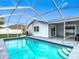 A beautiful in-ground swimming pool surrounded by a screened enclosure and a manicured lawn at 12083 Rockford St, Spring Hill, FL 34608