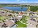 Aerial view of the property showcasing the house, pool, backyard, and surrounding neighborhood at 13102 Foxtail Fern Dr, Riverview, FL 33579