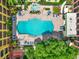 Aerial view of a sparkling pool surrounded by lounge chairs and lush landscaping at 1910 E Palm Ave # 11216, Tampa, FL 33605