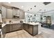 Bright kitchen features stainless steel appliances, gray cabinets, an island, and open floorplan at 19325 Hawk Valley Dr, Tampa, FL 33647