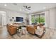 Relaxing living room showcasing a TV, plant, sliding doors and outdoor patio at 19719 Cypress Bridge Dr, Odessa, FL 33556