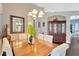 Stylish dining room featuring a wooden table, upholstered chairs, and elegant decor at 20749 Auburn Leaf Trl, Land O Lakes, FL 34638