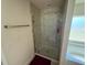 Close-up of the tiled shower with a glass door, a bathtub and window at 26357 Trinilas Dr, Punta Gorda, FL 33983
