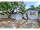 Exterior backyard featuring storage shed and patio area on a sunny day at 4102 Haines N Rd, St Petersburg, FL 33703