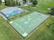 Aerial view of the community Kourt with colorful designs at 4722 Millpond Ln, Tampa, FL 33624