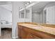 Bathroom vanity with granite countertop, wooden cabinets, and modern fixtures at 700 S Harbour Island Blvd # 547, Tampa, FL 33602