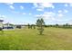 Spacious backyard with lush grass and a view of an open field, perfect for outdoor activities and relaxation at 8598 Parsons Hill Blvd, Wesley Chapel, FL 33545