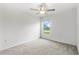 Cozy bedroom with plush carpeting, ceiling fan, and a bright window allowing natural light at 8598 Parsons Hill Blvd, Wesley Chapel, FL 33545
