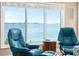Relaxing view of the water and coastline from the living room chairs at 9048 Wharf Ave, Placida, FL 33946