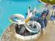 Fun water slide at the community lagoon, offering recreation and entertainment for residents at 11146 Rustic Timber Loop, San Antonio, FL 33576