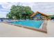 Community pool featuring a covered picnic area, lounge chairs, and a well-maintained pool deck at 2347 Foggy Ridge Pkwy, Land O Lakes, FL 34639