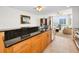 Spacious kitchen with dark countertops seamlessly connects to the living area for an open and inviting flow at 331 Cleveland St # 402, Clearwater, FL 33755
