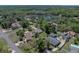 Scenic aerial view highlighting a home, surrounded by a lush landscape with a lake visible in the distance at 34477 Poinsettia Pl, Dade City, FL 33523