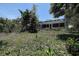 Outdoor screened patio overlooking an overgrown yard at 3647 Lake St George Dr, Palm Harbor, FL 34684