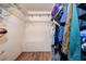 Walk-in closet featuring storage shelves and hanging racks at 3647 Lake St George Dr, Palm Harbor, FL 34684