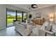 Comfortable living room with sliding glass doors leading to the patio and a well-manicured backyard at 5601 Limelight Dr, Apollo Beach, FL 33572