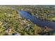 Beautiful aerial view of riverfront homes surrounded by lush greenery at 8013 Linesider Dr, Riverview, FL 33578