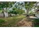 Expansive backyard with mature trees, grass and a wooden fence at 9101 86Th Ave, Seminole, FL 33777