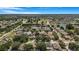 Expansive aerial perspective showcasing a neighborhood with interconnected streets, mature trees, and community green spaces at 13215 Beechberry Dr, Riverview, FL 33579