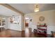 Open dining area with built-in cabinets and a view to other rooms at 1431 Normandy Ln, Palm Harbor, FL 34683