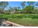 Traditional home with a lush green lawn and mature landscaping offering shade on a sunny day at 1431 Normandy Ln, Palm Harbor, FL 34683