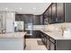 Modern kitchen featuring granite countertops, stainless steel appliances, and sleek, dark cabinetry at 1949 Parterre Ave, Lutz, FL 33558
