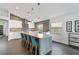 Modern kitchen features a large island, sleek white cabinetry, and open layout at 24405 Summer Wind Ct, Lutz, FL 33559