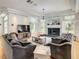 Spacious living room with a fireplace, comfortable seating, and plenty of natural light, creating an inviting atmosphere at 8907 Magnolia Chase Cirs, Tampa, FL 33647