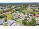 Overhead view of homes with screened pools, manicured lawns, and palm tree-lined streets in a suburban community at 1061 Archway Dr, Spring Hill, FL 34608