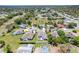 Overhead shot of homes featuring screened pools, manicured lawns, and palm tree-lined streets in a quiet neighborhood at 1061 Archway Dr, Spring Hill, FL 34608