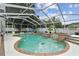Backyard oasis with a screened-in pool, spa, and well-maintained landscaping for ultimate relaxation at 1727 Woodpond Way, Lutz, FL 33559