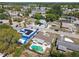 Aerial view of a well-maintained neighborhood with single-Gathering homes and mature trees at 3514 Truman Dr, Holiday, FL 34691