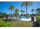 Resort-style community pool area with lounge chairs and palm trees, creating a relaxing and luxurious environment at 4405 Barletta Ct, Wesley Chapel, FL 33543