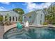 Backyard pool and patio area with lush landscaping and blue exterior at 636 16Th Ne Ave, St Petersburg, FL 33704
