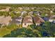 This aerial view shows a well-maintained yard in a desirable neighborhood with mature landscaping at 20146 Heritage Point Dr, Tampa, FL 33647