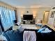 Well-lit living room showcasing a comfortable sofa, decorative pillows, and a television at 2469 Franciscan Dr # 53, Clearwater, FL 33763