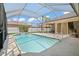 Inviting screened-in pool area with clear blue water and a view of the backyard at 3009 Sheehan Dr, Land O Lakes, FL 34638