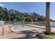 Gathering splash pad with palm tree water feature, providing a refreshing and playful amenity for the community at 3009 Sheehan Dr, Land O Lakes, FL 34638